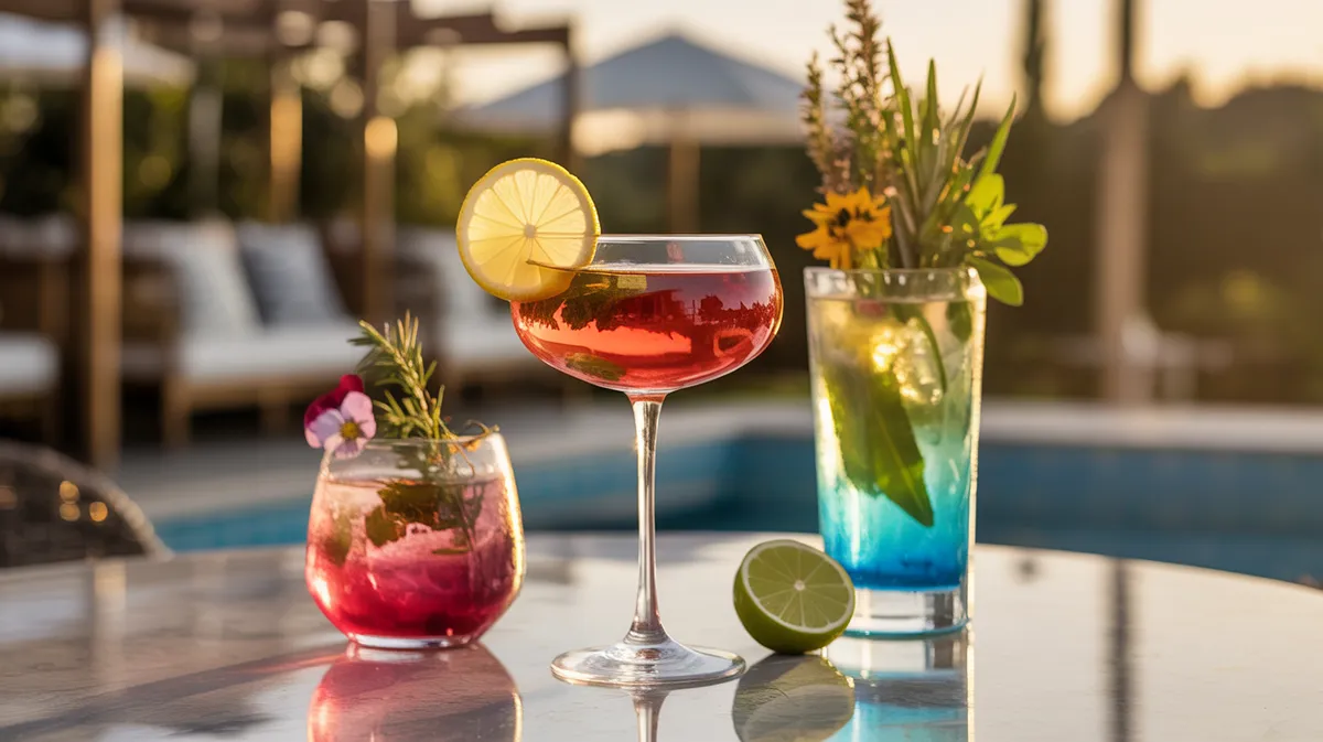 Refreshing summer cocktails with Mediterranean herbs and seasonal ingredients.