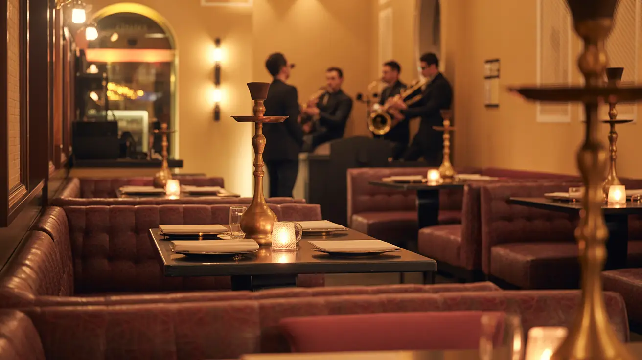 Intimate jazz bar atmosphere with warm golden lighting at Carnys Encino