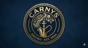 Carnys official logo - hookah and saxophone emblem representing our fusion of Eastern tradition and Western jazz culture