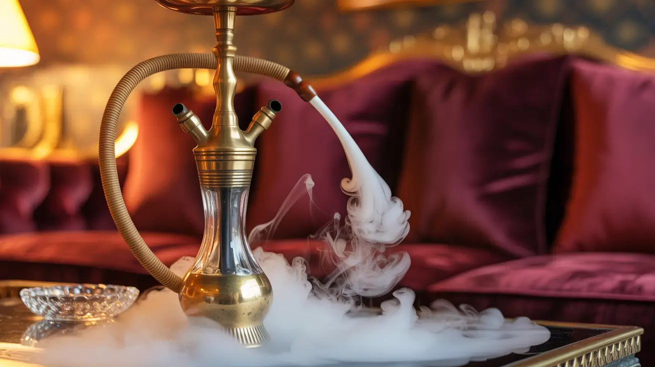 Premium brass hookah with aromatic smoke in the luxurious Carnys hookah lounge on Ventura Boulevard