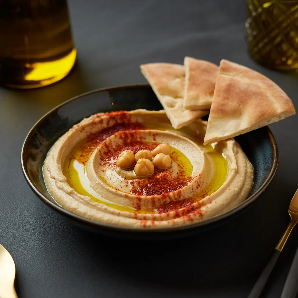 Classic Hummus - Creamy chickpea purée, tahini, olive oil, warm pita
